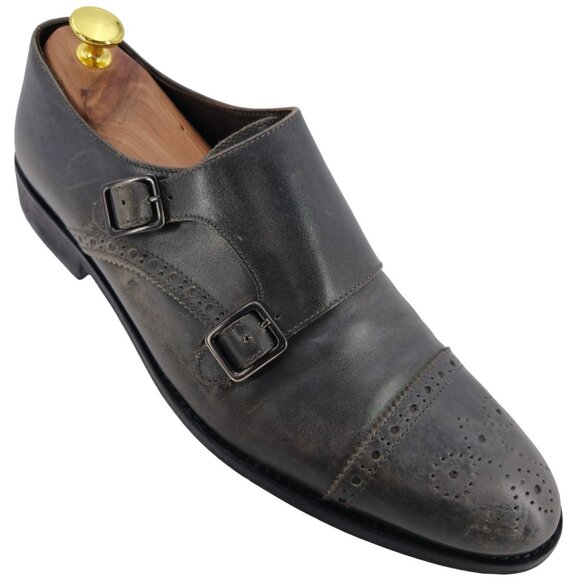 Bruno Magli Italy Gray Leather Double Monk Strap Loafers Men size 11 Dress Shoes main image 6